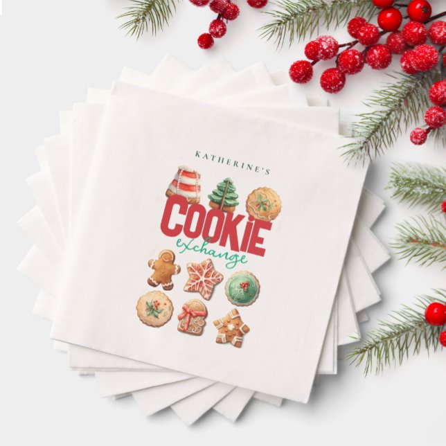 Christmas Holiday Cookie Exchange Party Napkins (Creator Uploaded)
