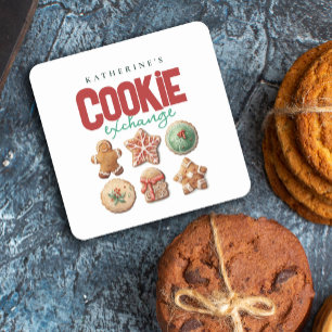 Christmas Holiday Cookie Exchange Party Square Paper Coaster