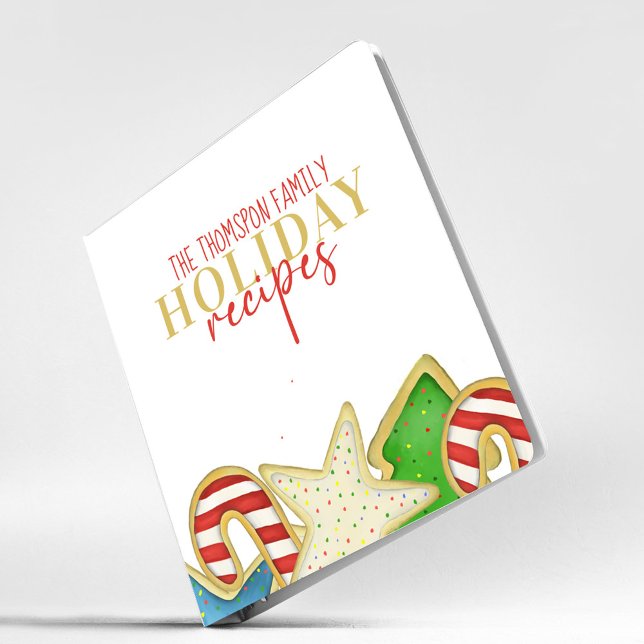 Christmas Holiday Cookie Family Whimsical Recipe 3 Ring Binder (Holiday recipes cute whimsical binder. )