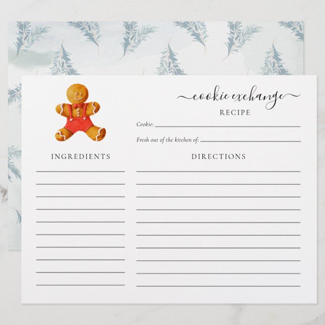 Christmas Holiday Cookie Swap Recipe Letterhead (Front/Back)
