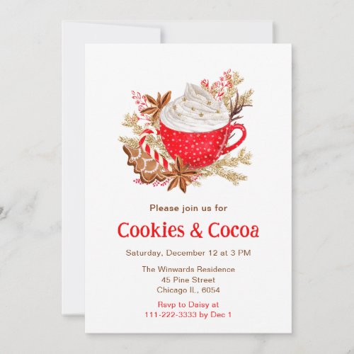 Christmas Holiday Cookies and Cocoa Invitation