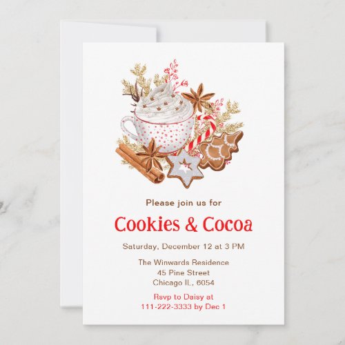 Christmas Holiday Cookies and Cocoa Invitation