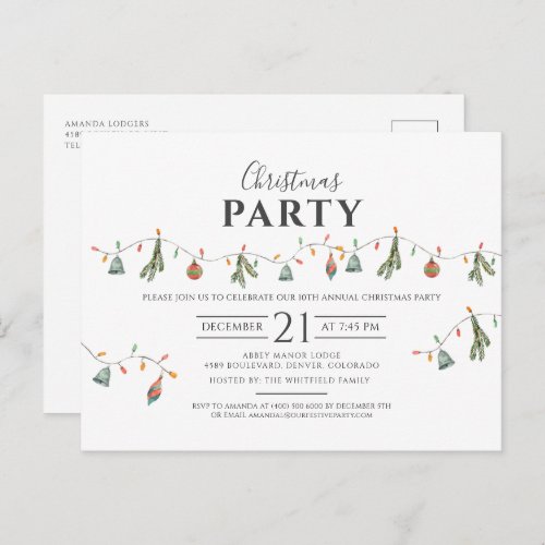 Christmas Holiday Corporate Party Modern Rustic Invitation Postcard