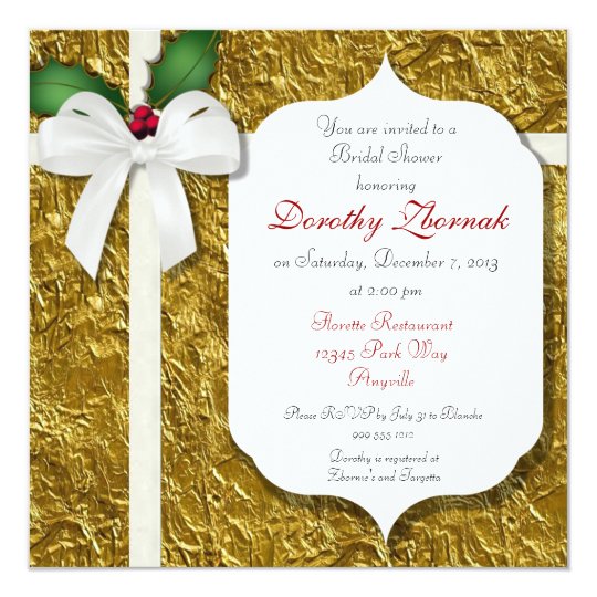 Christmas Holiday Custom Bridal Shower Invitation | Zazzle.com