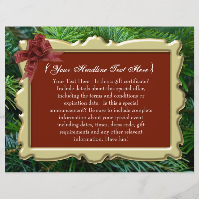 Christmas Holiday Custom Gift Certificate (Front)