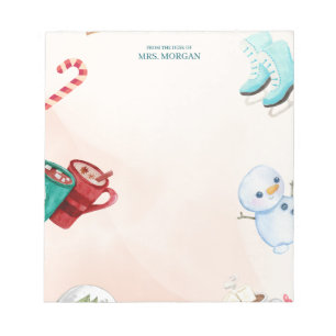 Christmas Holiday Cute Colored Drawings Notepad