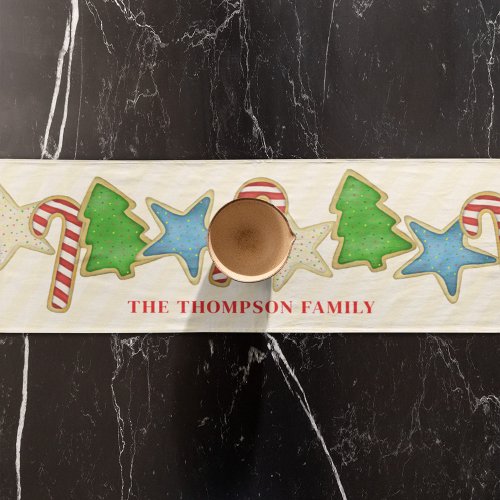 Christmas Holiday Cute Colorful Cookie Cutouts Short Table Runner