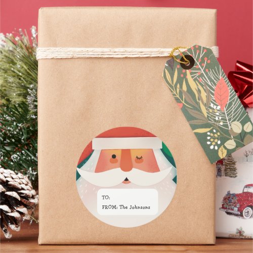 Christmas holiday cute funny Santa Claus gift tag