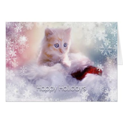 Christmas Holiday - Cute Kitten with SnowFlakes Card