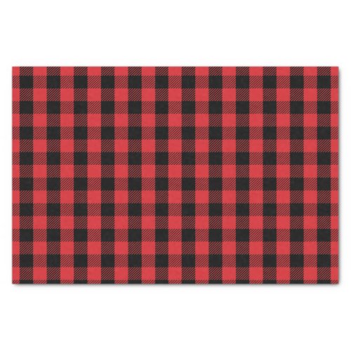 Christmas Holiday Cute Red Black Buffalo Check Tissue Paper