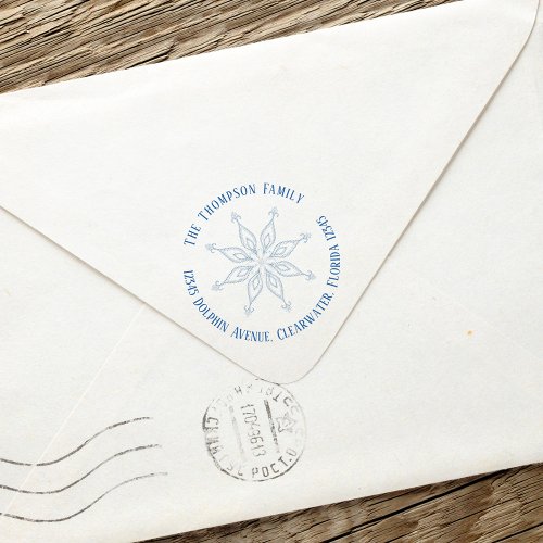 Christmas Holiday Cute Snowflake Return Address Self_inking Stamp