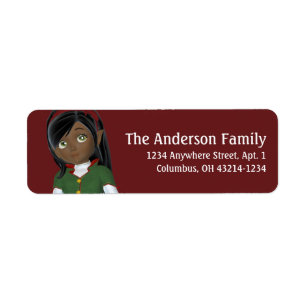 Christmas Holiday Dark Skin Elf - Christmas Label