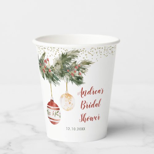 Christmas Holiday Deck the Halls Bridal Shower Paper Cups