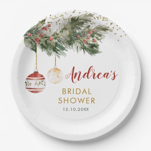 Christmas Holiday Deck the Halls Bridal Shower Paper Plates