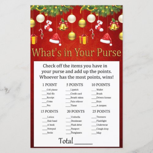 Christmas Holiday Decor Whats in your purse game