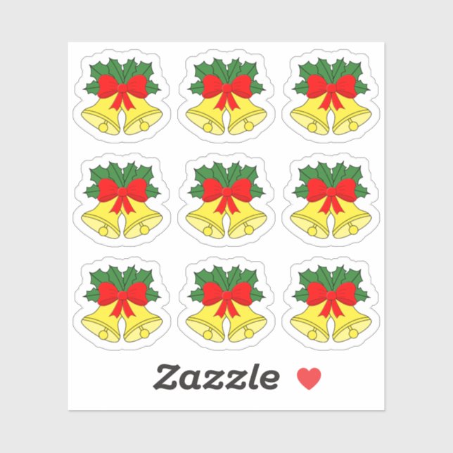 Christmas Holiday Decoration X-mas Jingle Bells Sticker (Sheet)