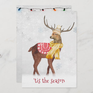 Christmas Holiday Deer in Snowflakes Invitation