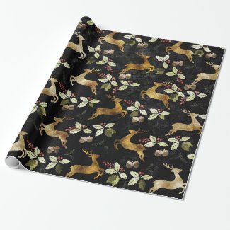 Christmas Holiday - Deer & Mistletoe Wrapping Paper
