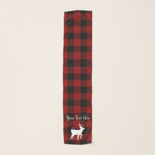 Christmas Holiday Deer on Buffalo Plaid Custom Scarf