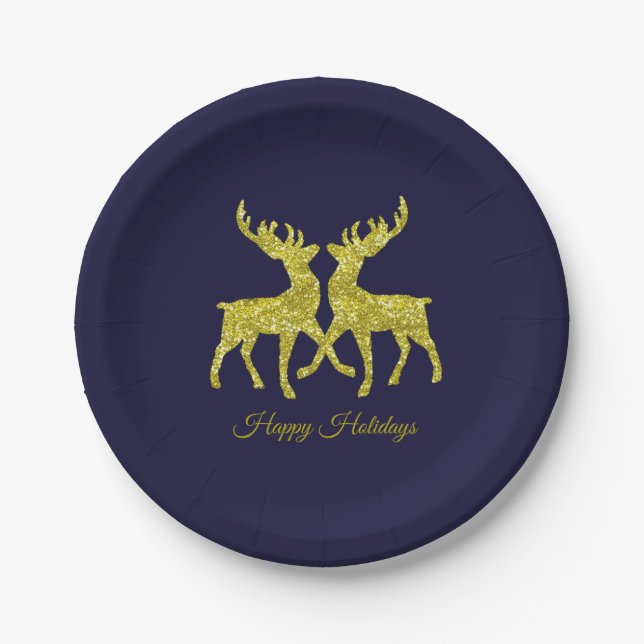 Christmas Holiday Deer Paper Plates (Front)