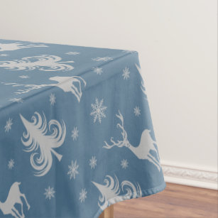 Blue And Silver Tablecloths Zazzle Christmas Holiday Deer Stag Pattern Blue Silver Tablecloth