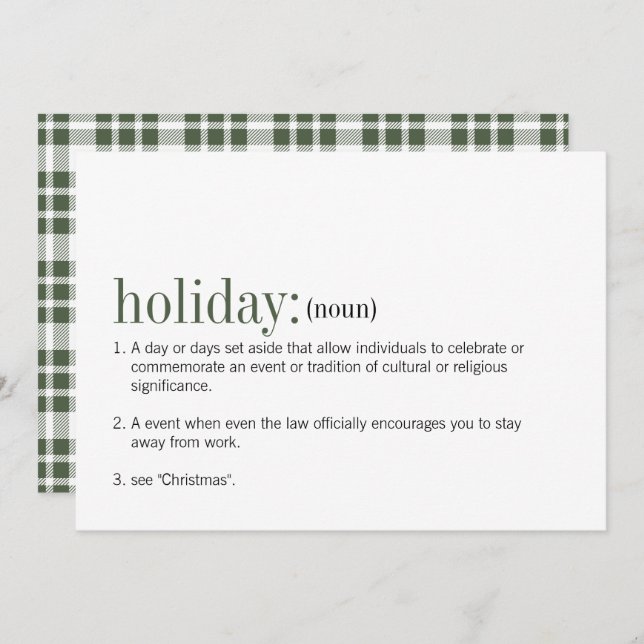 Christmas Holiday Definition Holiday Card (Front/Back)