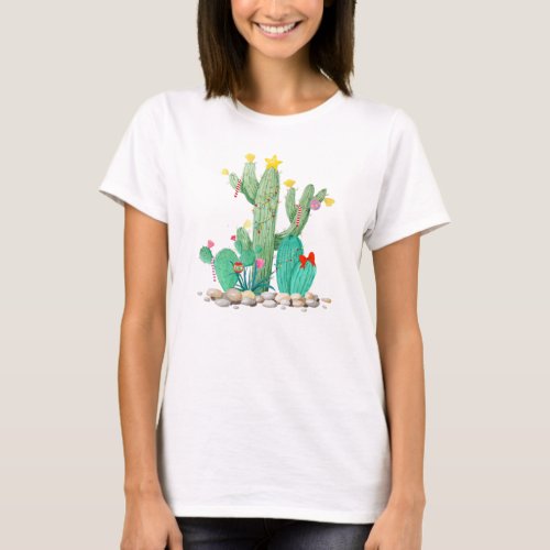 Christmas Holiday Desert Cactus Cacti Southwest T_Shirt