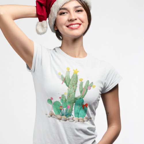 Christmas Holiday Desert Cactus Cacti Southwest T_Shirt