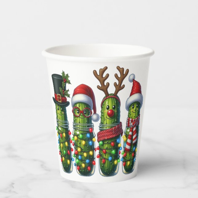 Christmas Holiday Dill Pickles in a Jar Paper Cups (Front)