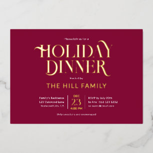 Christmas Holiday Dinner Elegant Red Foil Invitation