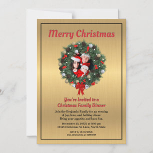 Christmas Holiday Dinner Family Photo Custom       Magnetic Invitation