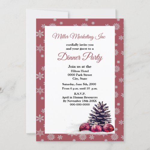 Christmas Holiday Dinner Party for Business Invitation