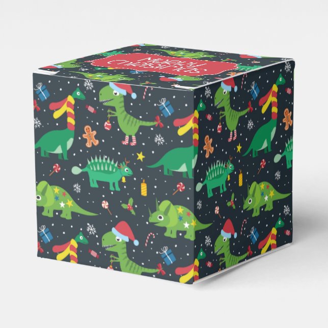 Christmas Holiday Dinosaur Favor Box (Front Side)