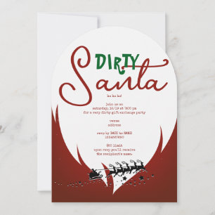 Christmas Holiday Dirty Santa Red Gift Exchange Invitation