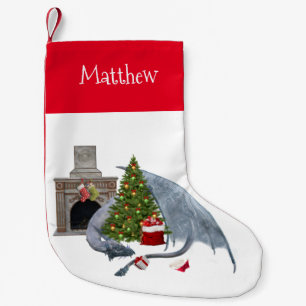 Christmas Holiday Dragon Personalized Small Christmas Stocking