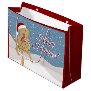 Christmas Holiday Dudley Labrador  Large Gift Bag