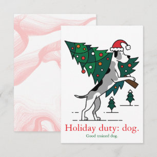 Christmas Holiday duty: dog. Great Dane Version. Note Card