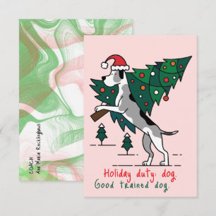Christmas Holiday duty: dog. Great Dane Version. Note Card