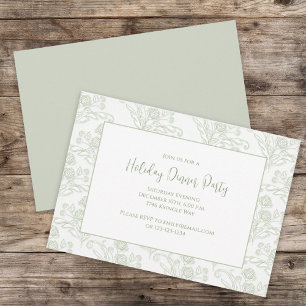 Christmas Holiday Elegant Green Floral Foliage Invitation