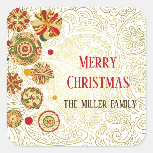 Christmas Holiday Elegant Ornament Square Sticker