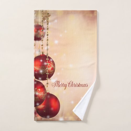 Christmas Holiday- Elegant Red Christmas Balls Bath Towel Set