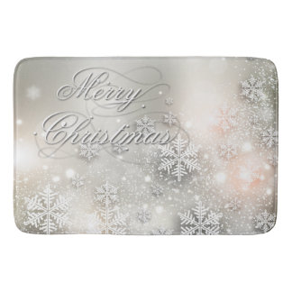 Christmas Holiday Elegant Snowflake Bathroom Mat