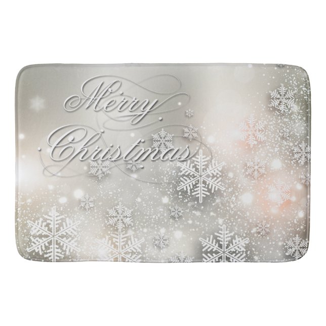 Christmas Holiday Elegant Snowflake Bathroom Mat (Front)