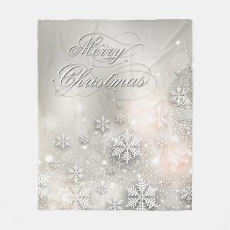 Christmas Holiday Elegant Snowflake Fleece Blanket