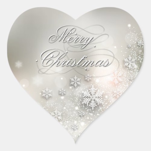 Christmas Holiday Elegant Snowflake Heart Sticker