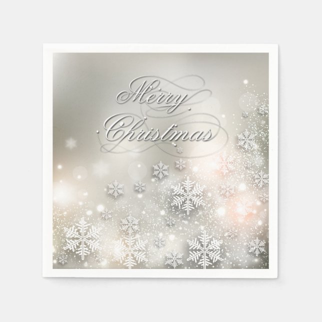 Christmas Holiday Elegant Snowflake Napkin (Front)