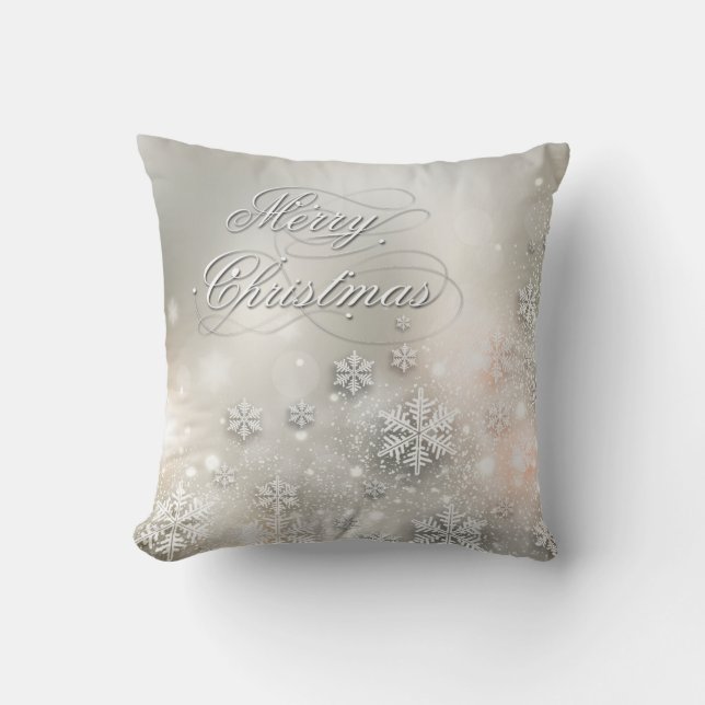 Christmas Holiday Elegant Snowflake Pillow (Front)