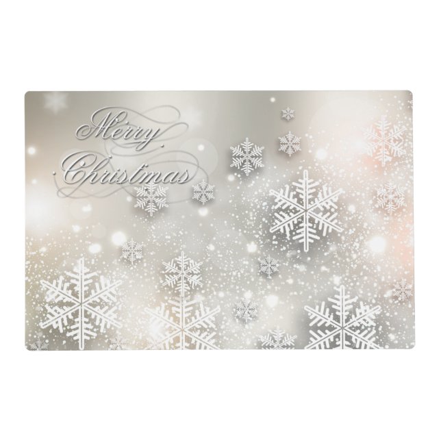 Christmas Holiday Elegant Snowflake Placemat (Front)