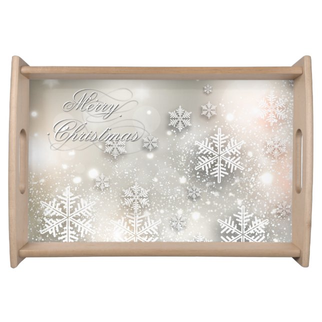 Christmas Holiday Elegant Snowflake Serving Tray (Front)