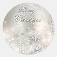 Christmas Holiday Elegant Snowflakes Classic Round Sticker